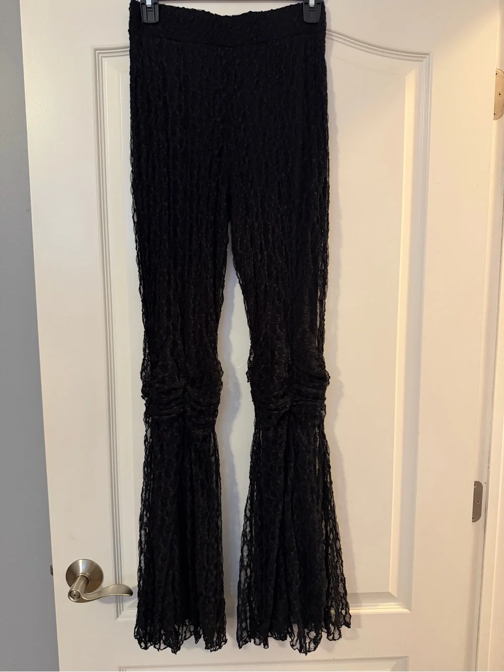 Free People Georgina Mesh Flared Pants Black Size small